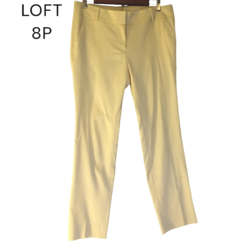LOFT Women's Off White Cotton Blend 8P Slacks Trousers Pants Career Casual